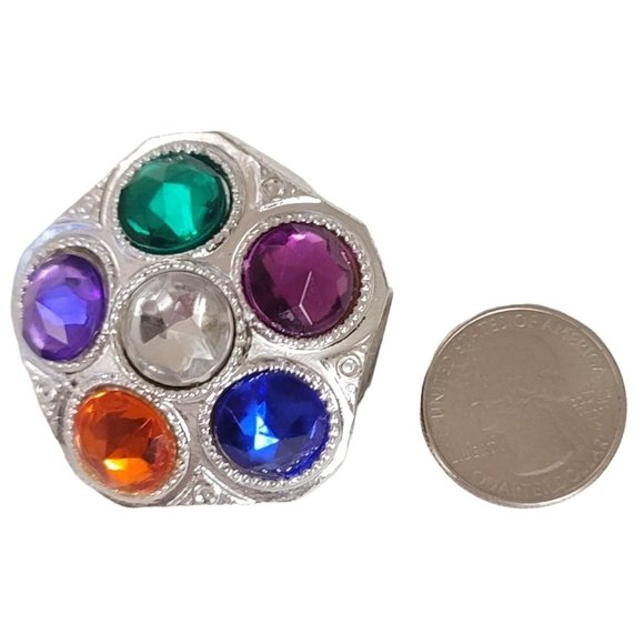 Silver Tone Gilt Style Star Multi Color Plastic Clip-On Earrings E105 - Picture 6 of 8